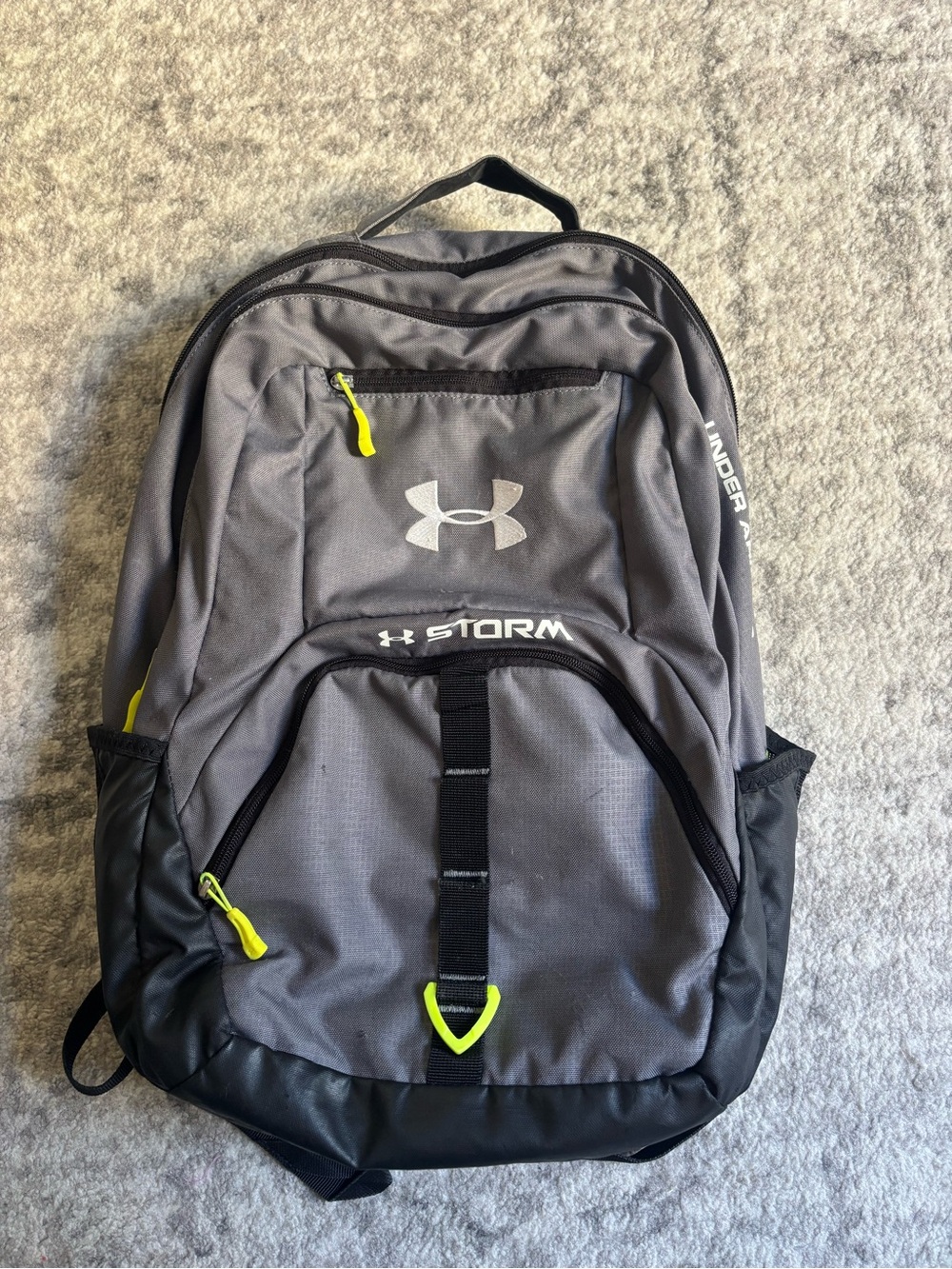 Under Armour Gray Backpack with Neon Yellow Accents